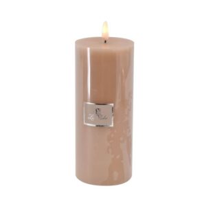 La Vida LED Bloklys m. statisk flamme - Champagne H18xØ7,4 cm